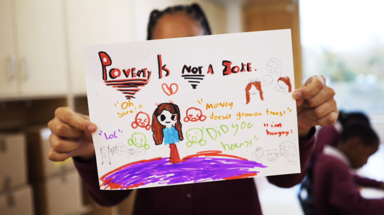 'Poverty is not a joke' child's drawing